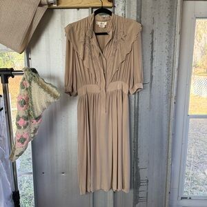 Cassidy Vintage 100% Silk Tan Western Women's Dress